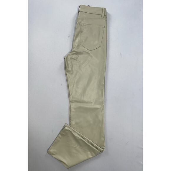 Zara Pants - Zara Women's Coated Faux Leather Flare 5-Pocket Jeans. Light Olive, 00. NWOT!